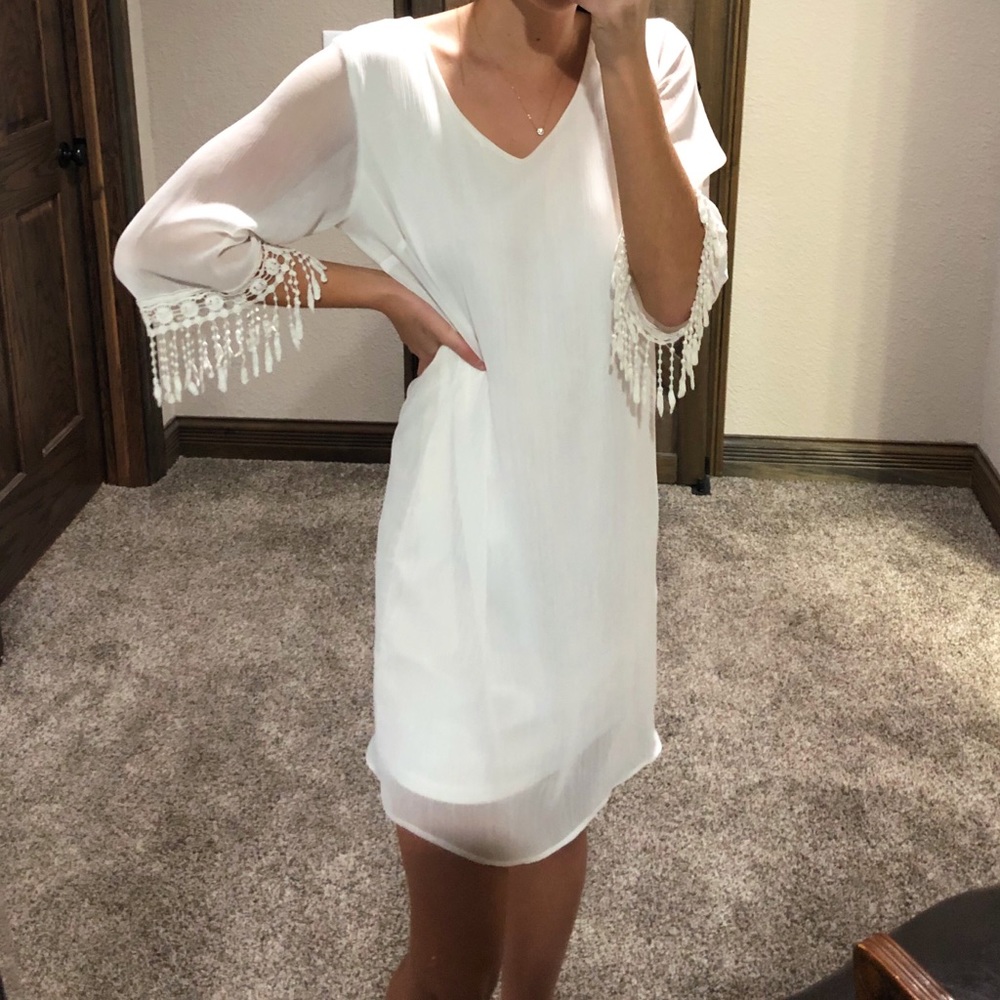 Shear White Shift Dress